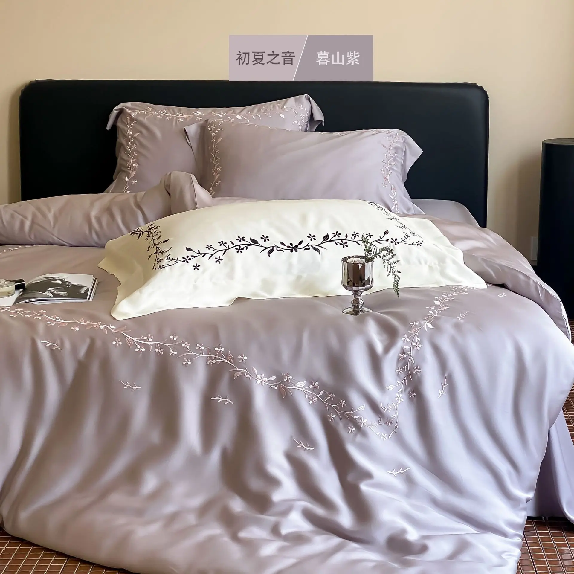 A-class 60 noble light luxury style, Lyocell Lanjing Tencel four piece set, spring and summer silky smooth high-end bed princess