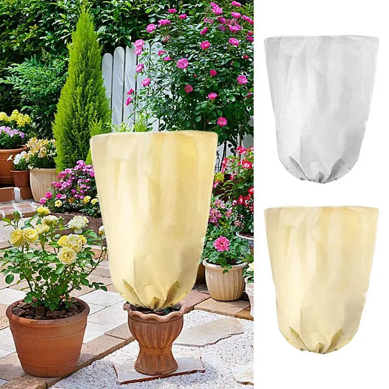 1pc Warm Color Winter Plant Warm Cover Non-woven Plant Anti Freezing Bag In Winter Outdoor Yard Vegetation Anti-Frost Bag