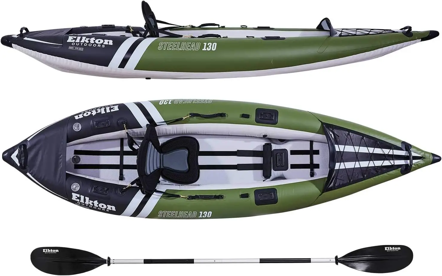 Steelhead Fishing Kayak - Angler Blow Up Kayak includes Paddle Seat Hard Mounting Points Bungee Storage Rigid Dropstitch Floor