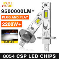 Dualvision H1 Mini LED Headlight Bulbs CANBUS 9500000LM 2200W High Power Auto Lamp 6000K Plug&Play For Car Lights 12V 2Pcs