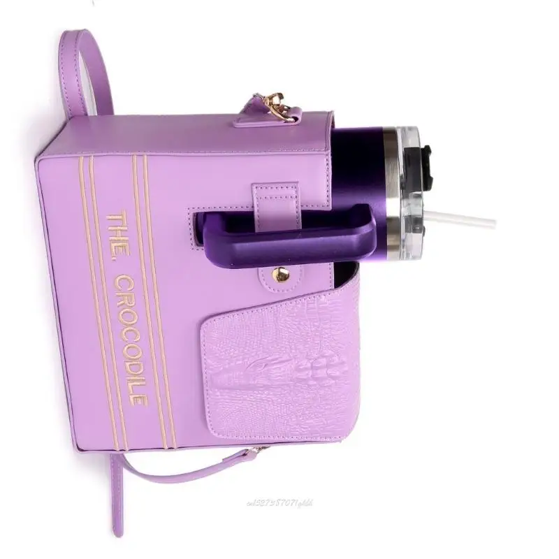 

X5XA сумка через плечо с держателем для бутылки с водой и нескользящей текстурой рептилий для спортзала, офиса, пикника, решение