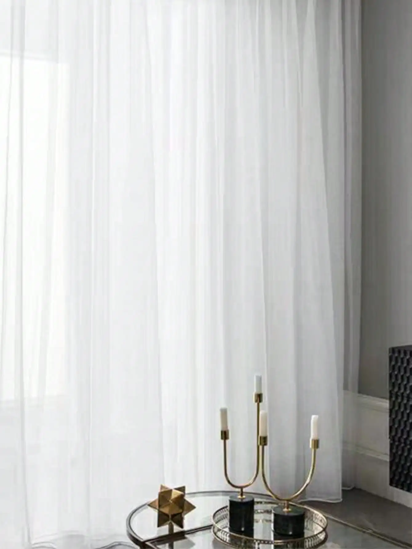 1Pc Pure White Transparent Lightweight Gauze Curtain for Easy Comfortable Room Decorations