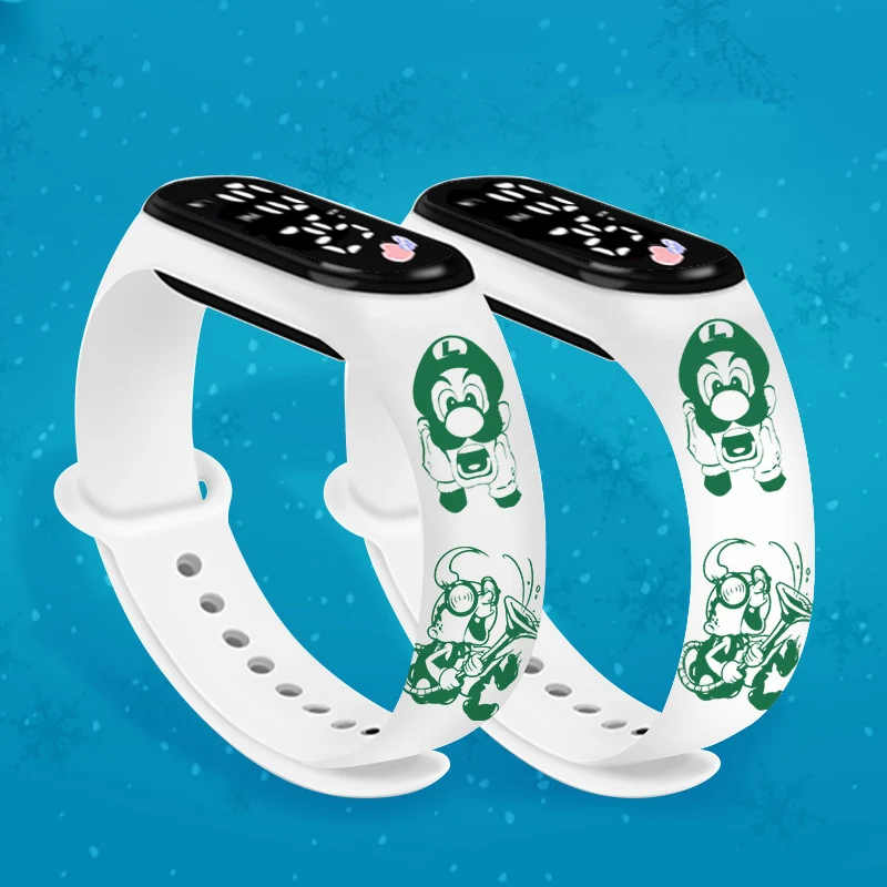 슈퍼 마리오 브라더스 어린이 시계, 애니메이션 캐릭터 루이지 발광 팔찌 시계, LED 터치 방수 스포츠 어린이 선물 시계