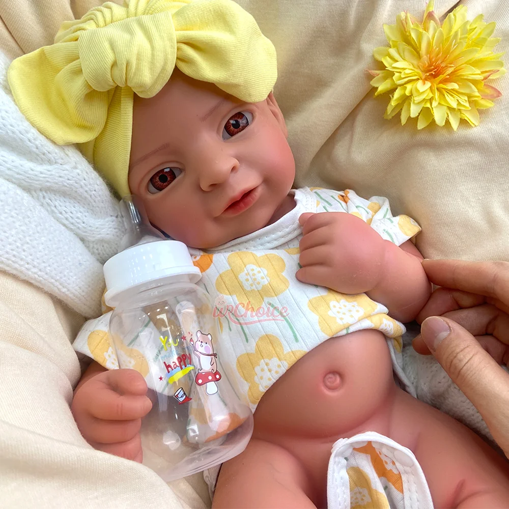 17" Open Mouth Silicone Reborn Doll Weighted Newborn Girl Soft Flexi Painted/Unpainted Newborn Doll Perfect Gift For Collectors