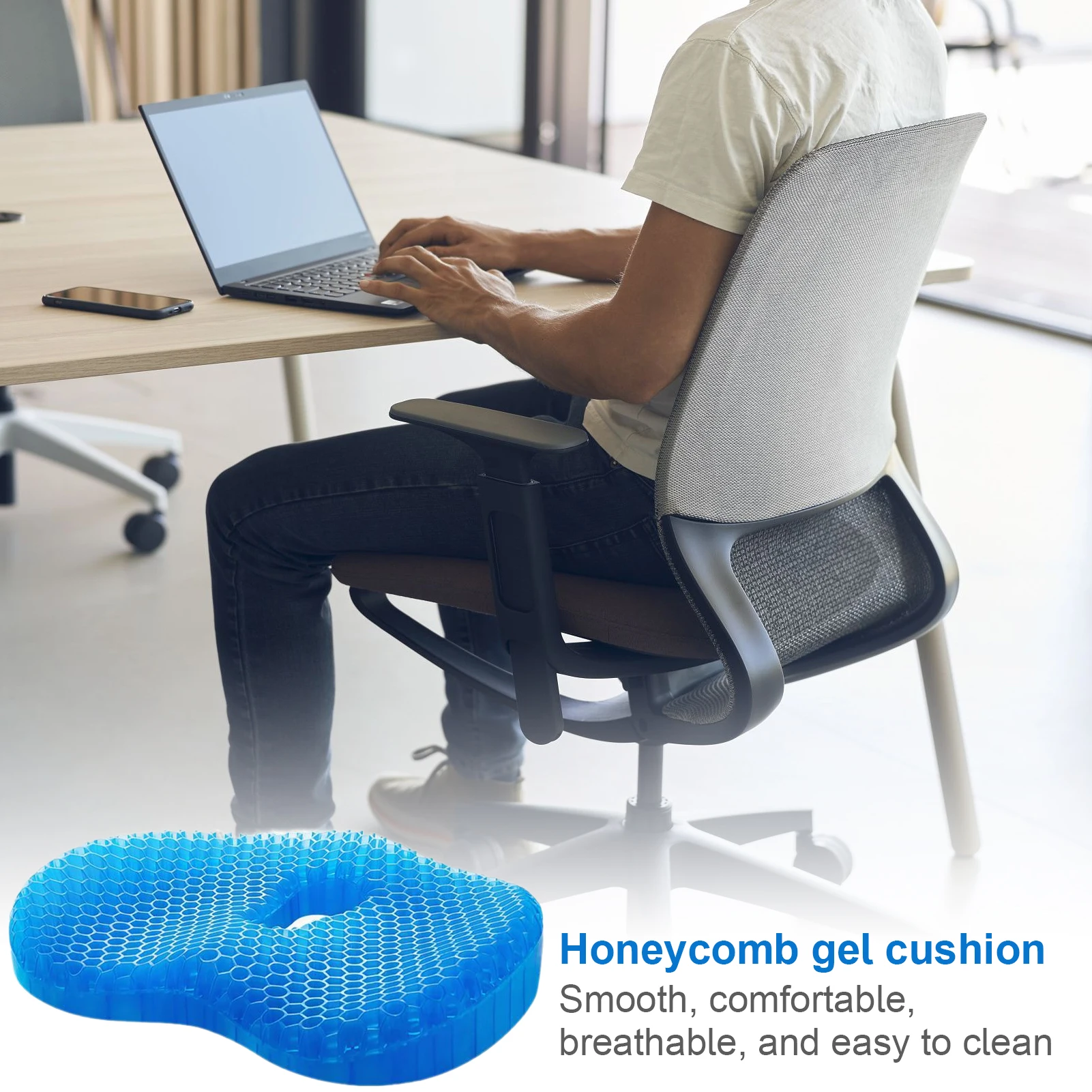 Gel Seat Cushion Soft Comfortable Breathable Gel Seat Pad Multifunctional Machine Washable Ergonomic Fit Chair Cushion For