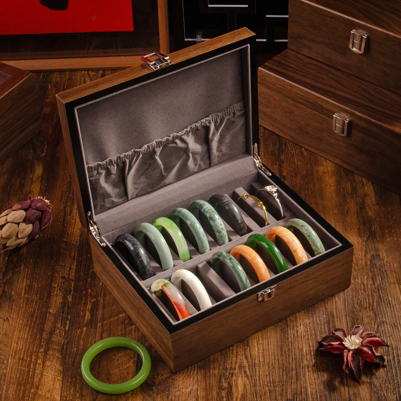 

20 Slots Bangle Box Jade Bracelets Display Case Jewelry Organizer Storage Vintage Wood Bangle Case for Dresser Mother’s Day Gift