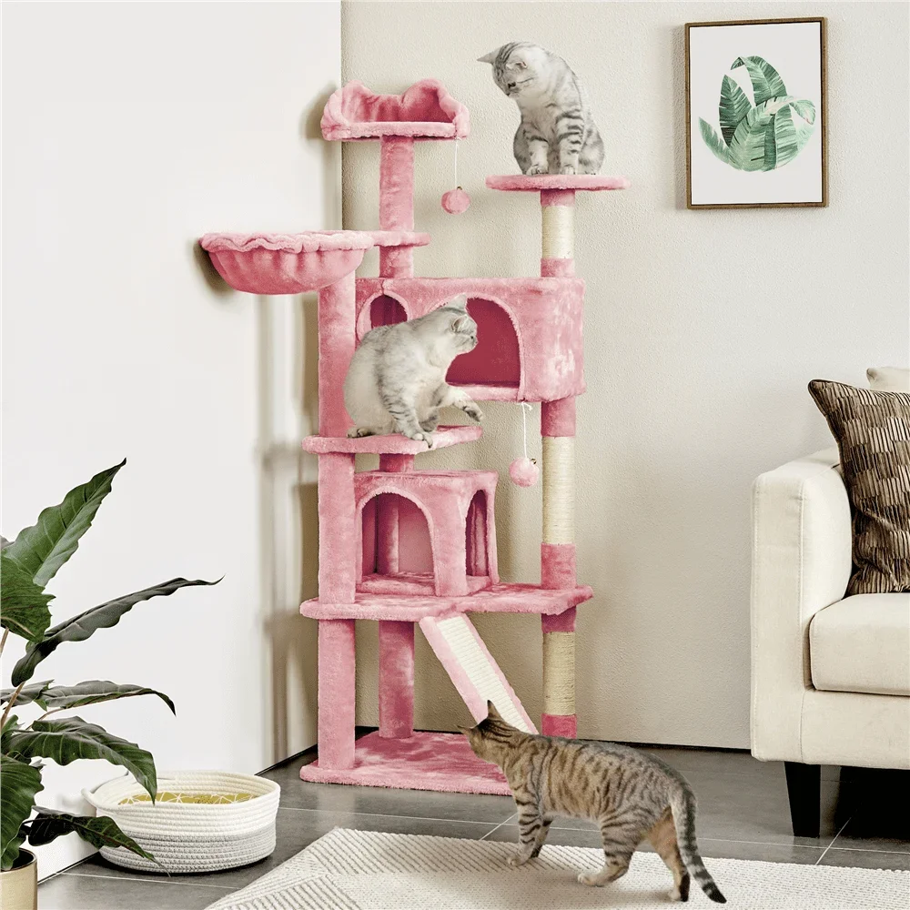 57 inches Multi-Level Cat Tree Cat Condo with Scratching Posts Kittens Activity Tower Pet Play House Furniture