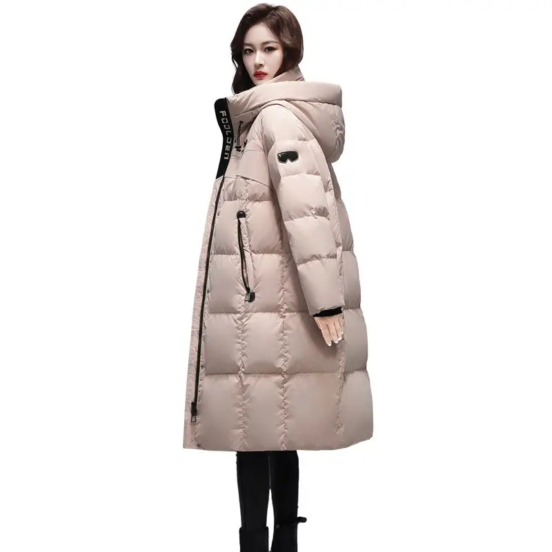 

Новая женская длинная пуховая хлопковая куртка, зимняя теплая стеганая куртка, модная женская корейская версия, парковка с холодным капюшоном, хлопковая одежда
