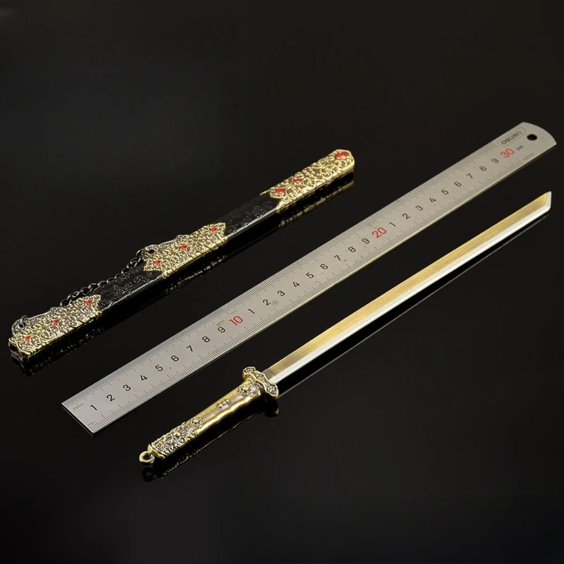 30 ซม./11.81in จีน Animation อุปกรณ์ต่อพ่วงทั่วไปดาบอาวุธรุ่น Tang ดาบโลหะ Sheathed ดาบหัตถกรรมเครื่องประดับของเล่นเด็กของขวัญ