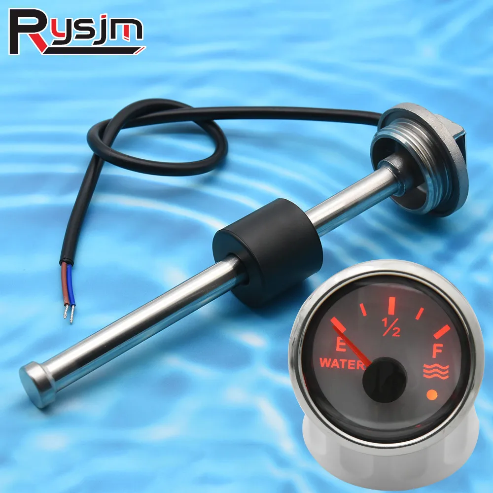 

525mm 500mm 275mm 225mm 200mm Fuel Water Level Sensor Fit 52mm Digital Gauge Car Boat Water Level Gauge With Alarm Red Backlit