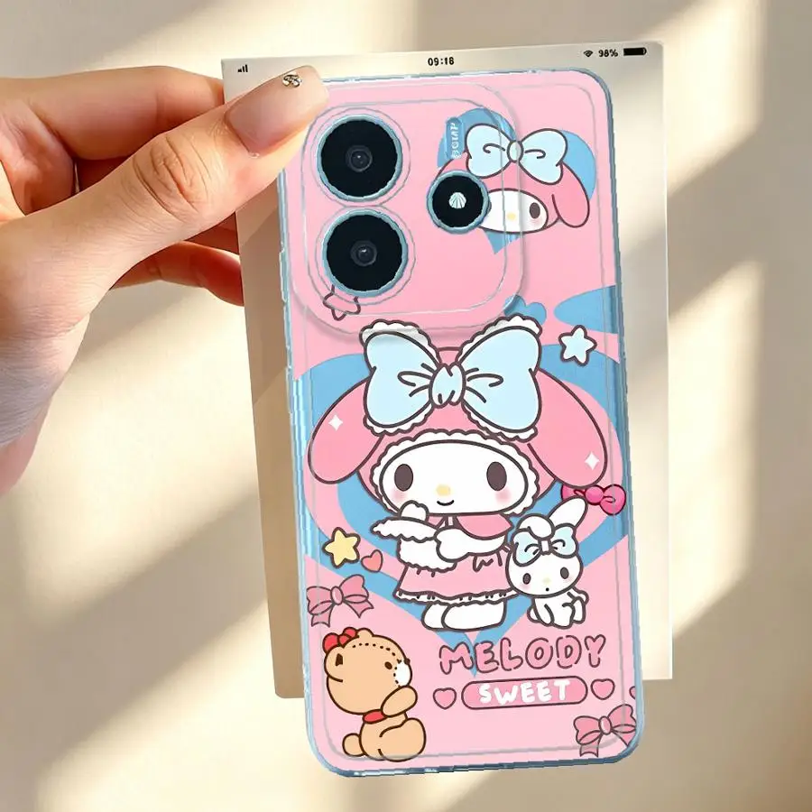Cartoon Sanrio Melody Soft Phone Cover Case for Xiaomi Redmi Note 15 13C A4 Note 13 14 Pro Plus 9 10 11S 14C 10S 11 12 12S view 4