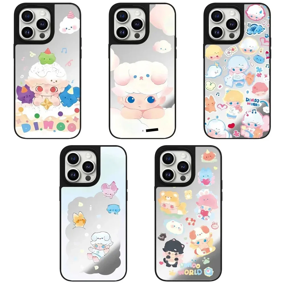 Cartoon Doll Cloud Mirror Magnetic Phone Case Cover for IPhone 11 12 13 14 15 16 Pro Max Case for IPhone 16 Pro Max