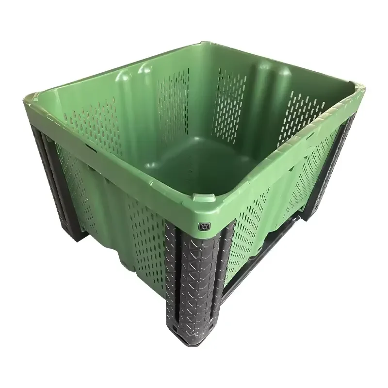 Highly Durable Transport Stackable Perforated Injection Molded Plastic Harvest Bins Sized Container Box