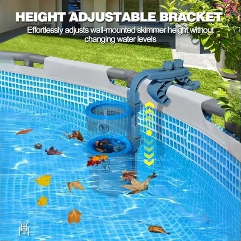 Adjustable height floating pool skimmer Automatic skimming Surface leaves Floor wall mounted plastic pool cleaning tool