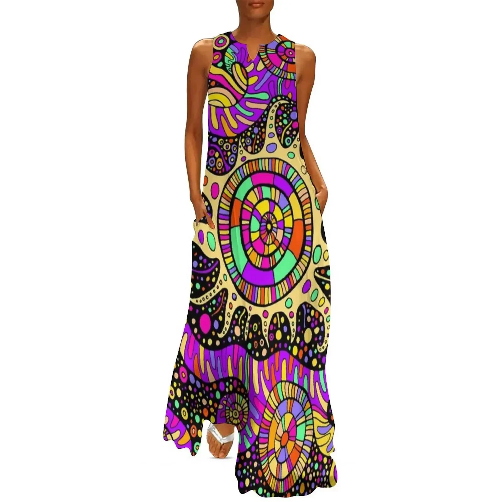 

Trippy UV Rave Tentacles Black Light Trip Long Dress cocktail dresses women clothes Women's summer long dress Dress