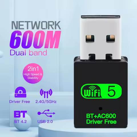 600Mbps USB WiFi Bluetooth Receiver Transmitter 2 in 1 Dongle Dual Band USB Wifi Adapter Wireless Network Card For PC Laptop