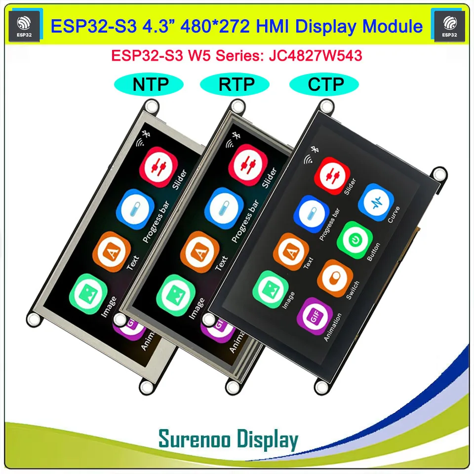 Guition HMI W5 ESP32-S3-N4R8 JC4827W543 4.3 inch IPS 480*272 LCD Display Module Touch Screen WIFI Bluetooth PSRAM FLASH