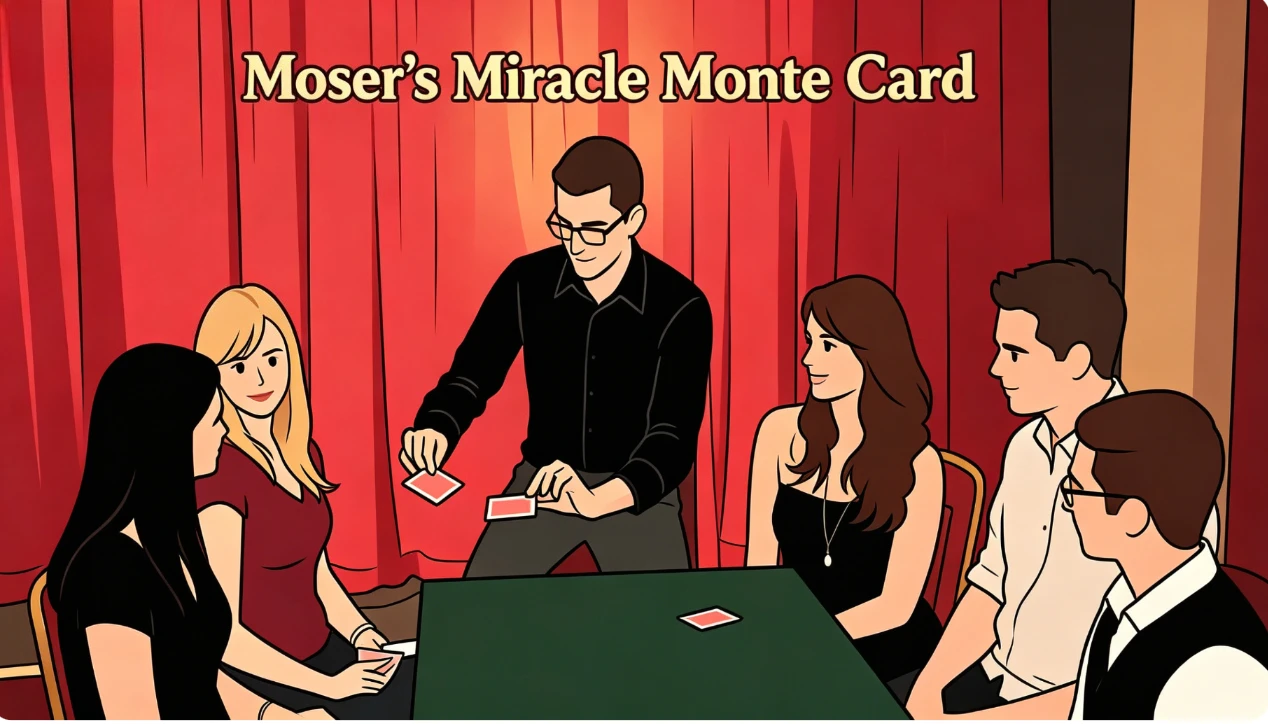 

Moser's Miracle Monte Card Magic Trick Professional Gambling Themed Deck Close Up and Street Magic Props Magician Gimmicks