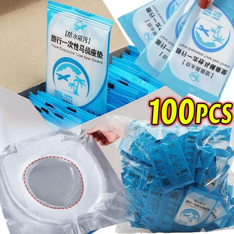 100/5 قطعة غطاء مقعد المرحاض القابل للتصرف حصيرة المحمولة مقاوم للماء سلامة مقعد المرحاض منصات للسفر التخييم اكسسوارات الحمام