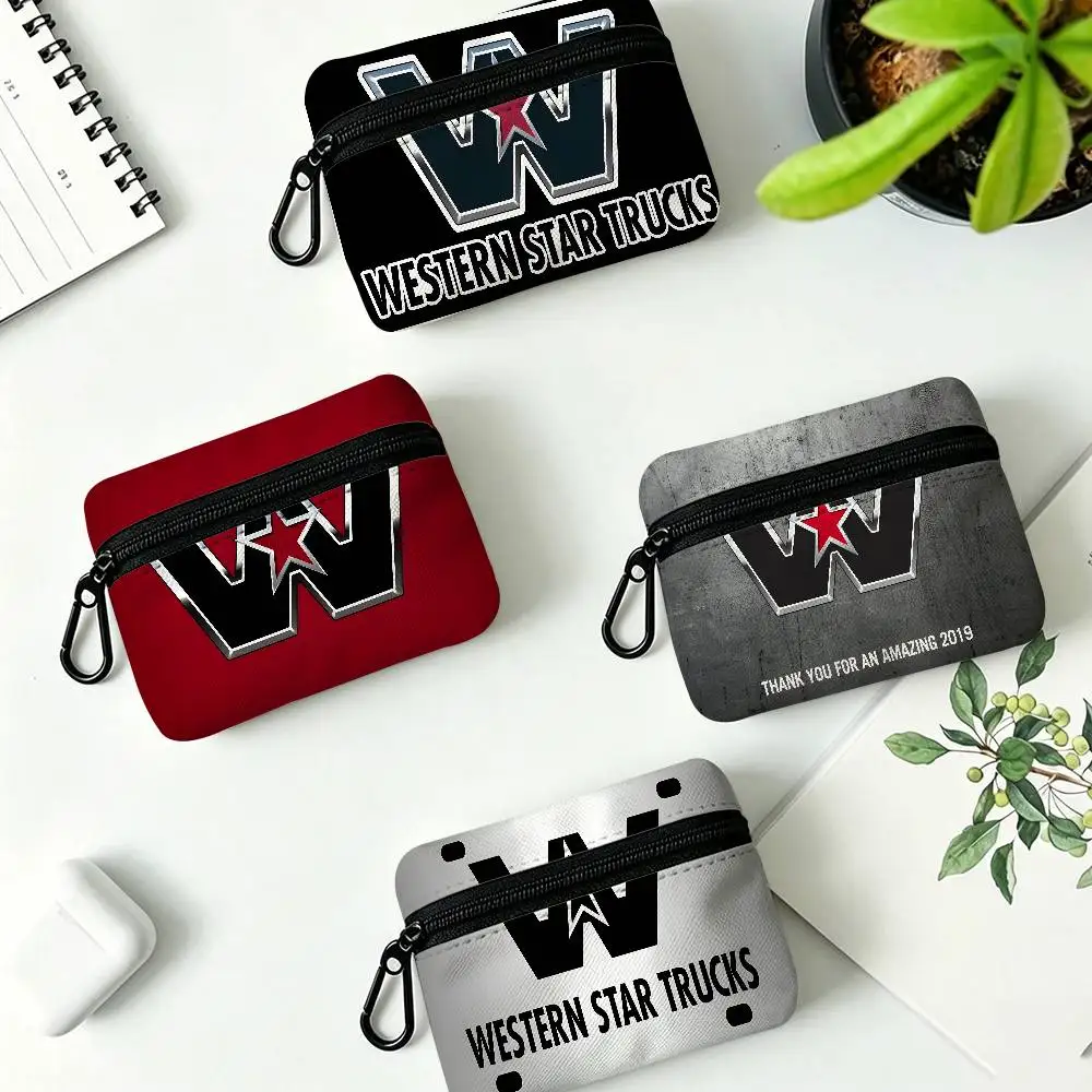 W-Western-Stars Truck Anti-fade Oxford Cloth Small Zipper Coin Bag Lightweight Hanging Wallet For Coins ID Cards