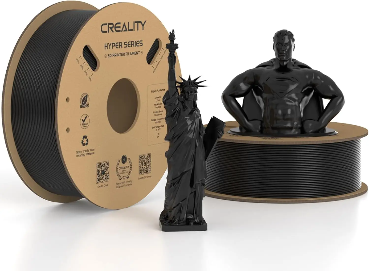 

Hyper PLA Filament 1.75mm Black 2KG, High-Speed 30-600mm/s for FDM Printers, Dimensional Accuracy +/-0.02mm