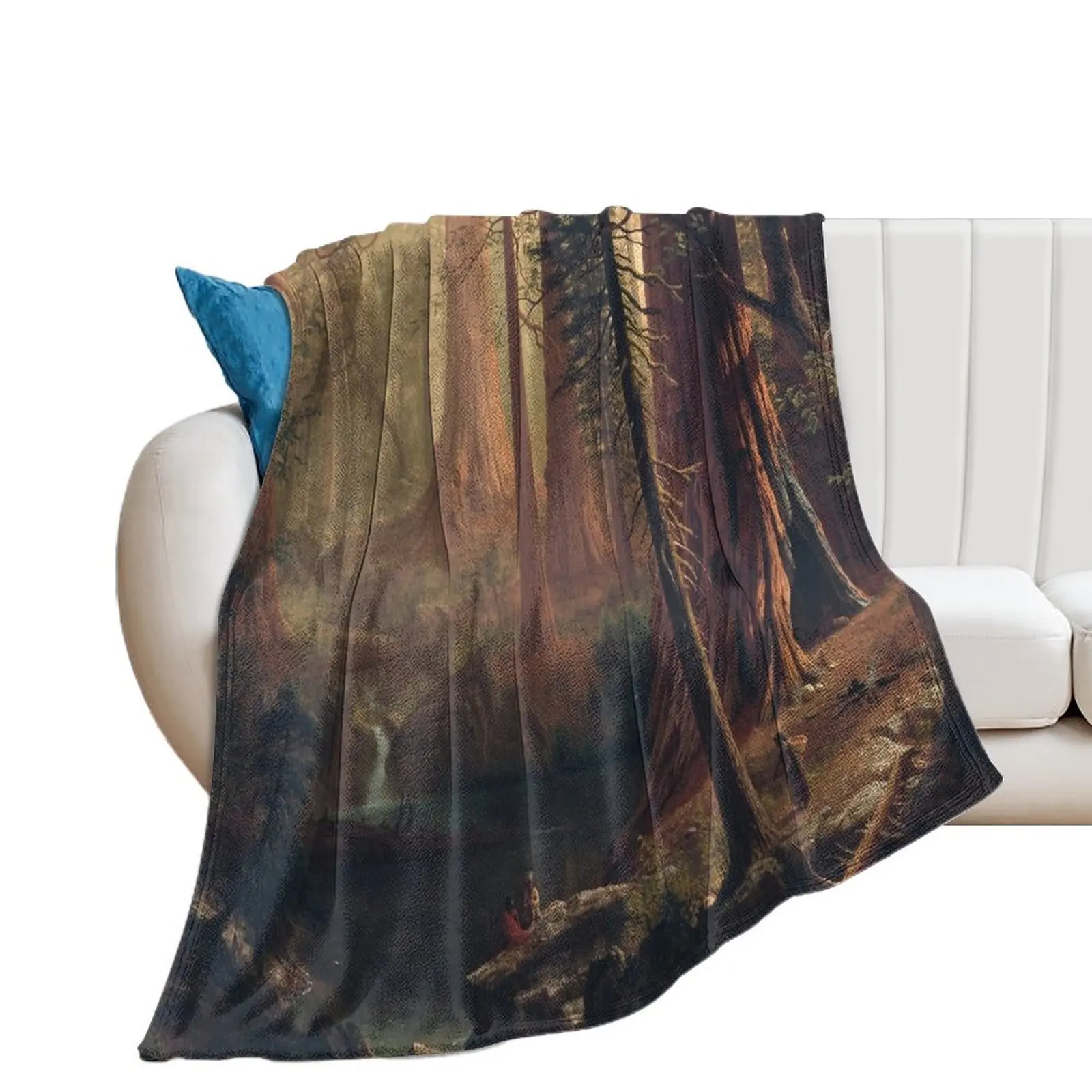 Giant Redwood Trees of California - Albert Bierstadt Throw Blanket Weighted Nap Soft Blankets