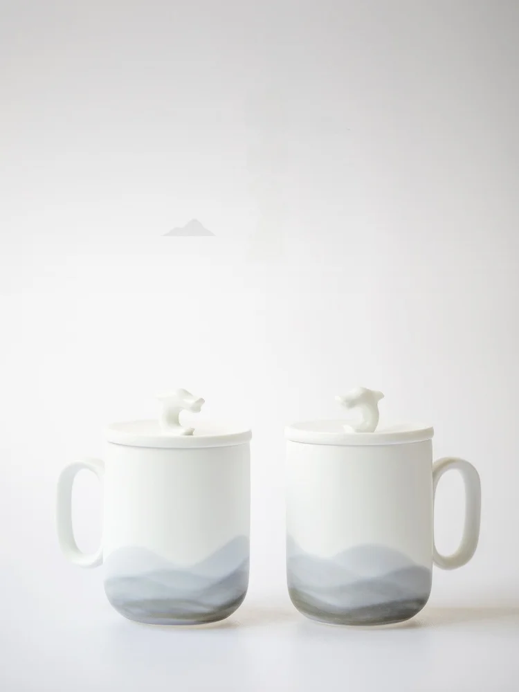 

Большие офисные кружки Capaci Cerc с крышкой, кружка с изображением гор и воды, кружка с изображением дракона, высокая эстетическая ценность, подарки на день рождения для мужчин