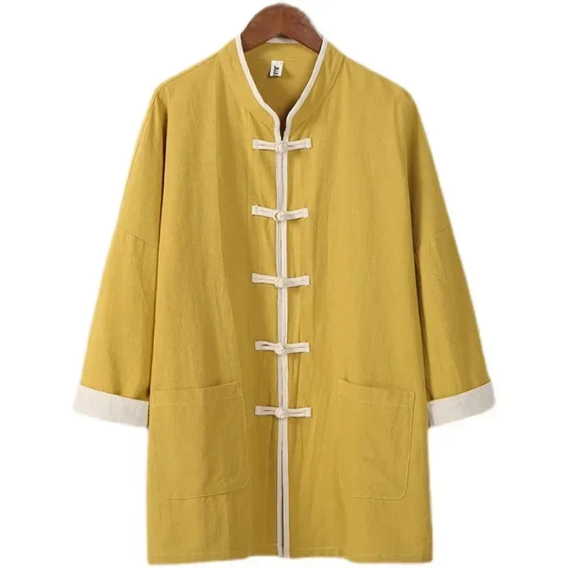 

Chinese Traditional Shirts Summer Men Linen Cotton Short Sleeve Shirt Vintage Frog Button Casual Loose Half Sleeve Shirt