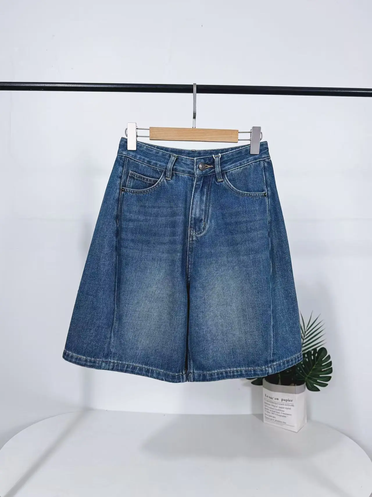 Amerikaanse Sle Casual Hoge Taille Losse Bermuda orts Vijf Knoppen Ritssluiting Wijde Pijpen Zomer Denim Jeans Dames Faion