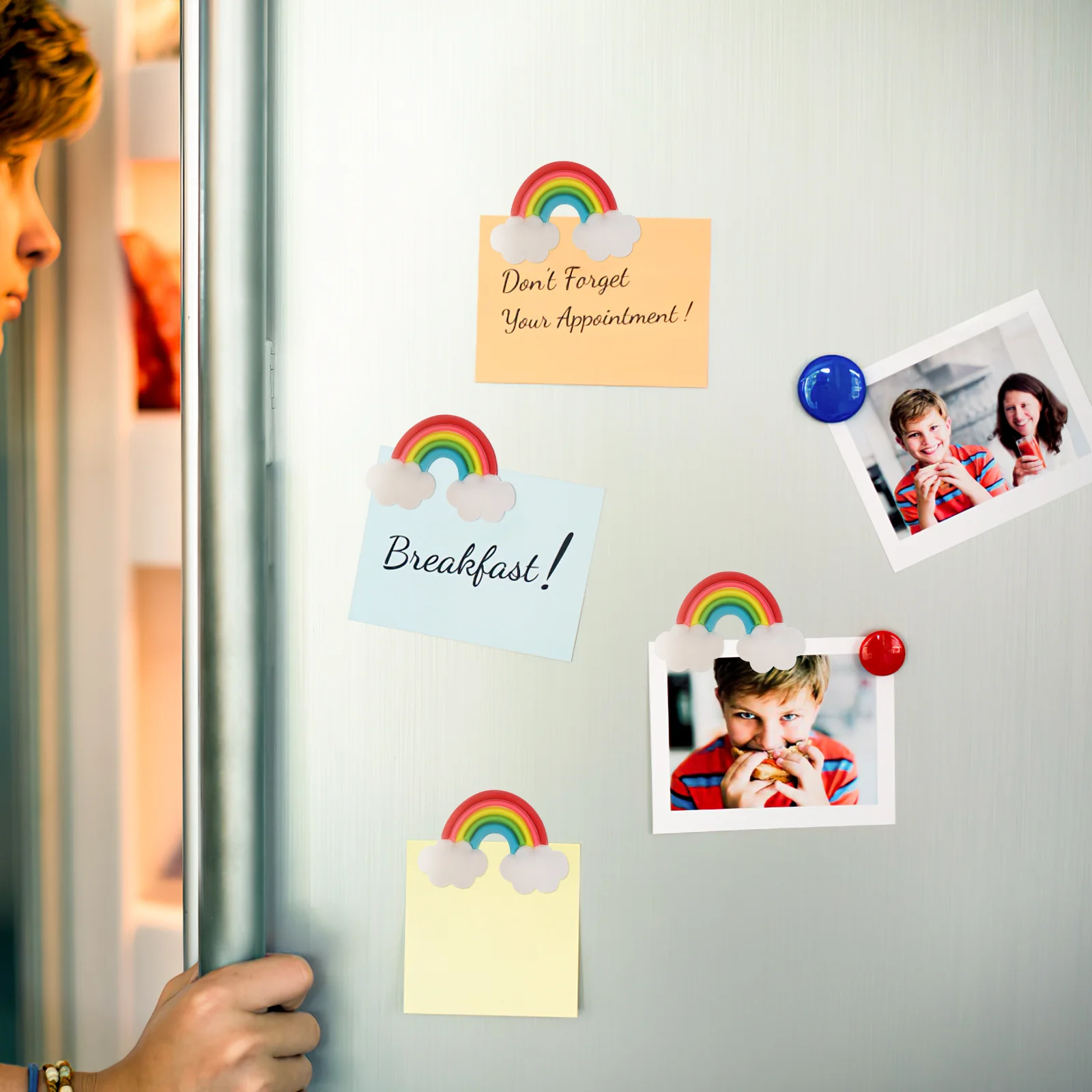 

5Pcs Refrigerator Magnetic Stickers Colorful Cartoon Heart Rainbow Shape Whiteboard Blackboard Magnets Office Home Teaching