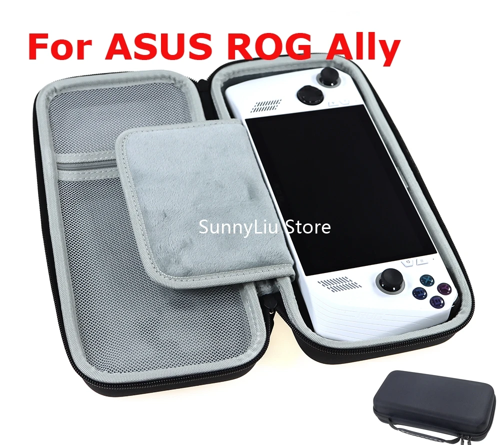 4pcs Black Portable EVA Carrying Case For ASUS ROG Ally Shockproof Protective Travel Case Storage Bag For ROG Ally Game Console