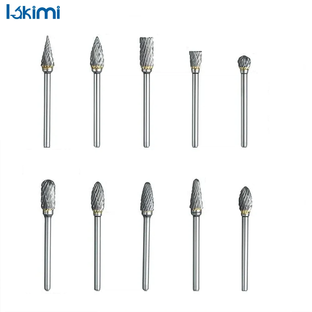 

Tungsten Steel Carbide Burr Set, 10pcs - Double Cut Rotary File Milling Cutter Heads for Woodworking Grinding LK-AA53