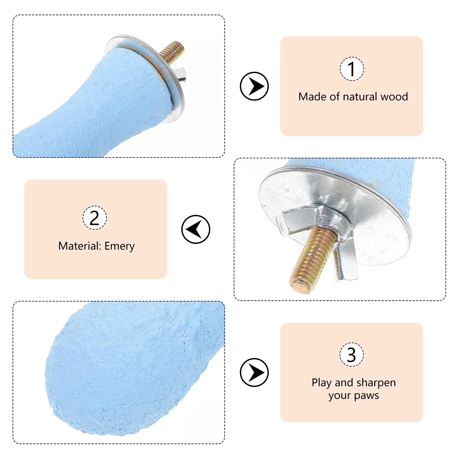 20 CM Grind Arenaceous Stick Bird Perch Hammock Parakeet Toys Cage Accessories Chicken Feeder Wood Stand