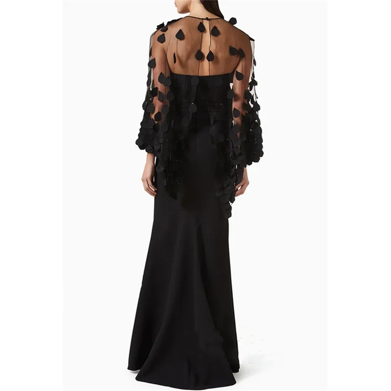 Robe de soirée saoudienne avec Cape, personnalisée, sans bretelles, sans manches, perles, pétales floraux, longue robe de bal, robes de soirée