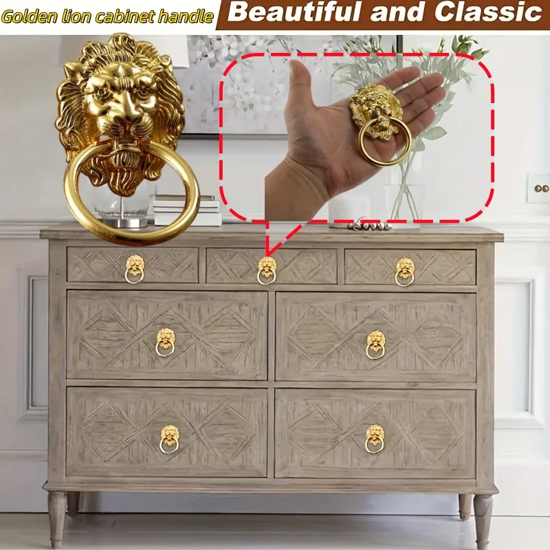2~6pcs golden lion cabinet handles (with screws). Classic and beautiful cabinet door handles.