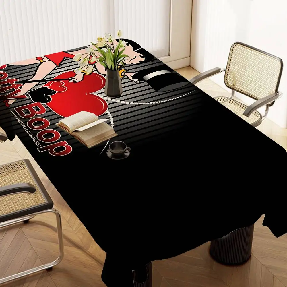 B-Betty Girl B-Boop Waterproof And Oil-proof Tablecloth Bedside Table Dustproof Decorative Cloth Living Coffee Tablecloth