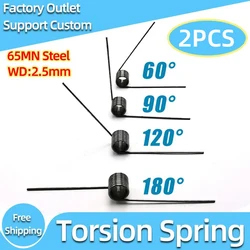 Creamily 2PCS  65Mn Steel Small V-shaped Torsion Spring Torsion Spring Clamp 60 90 120 180 Degrees Wire Diameter 2.5mm