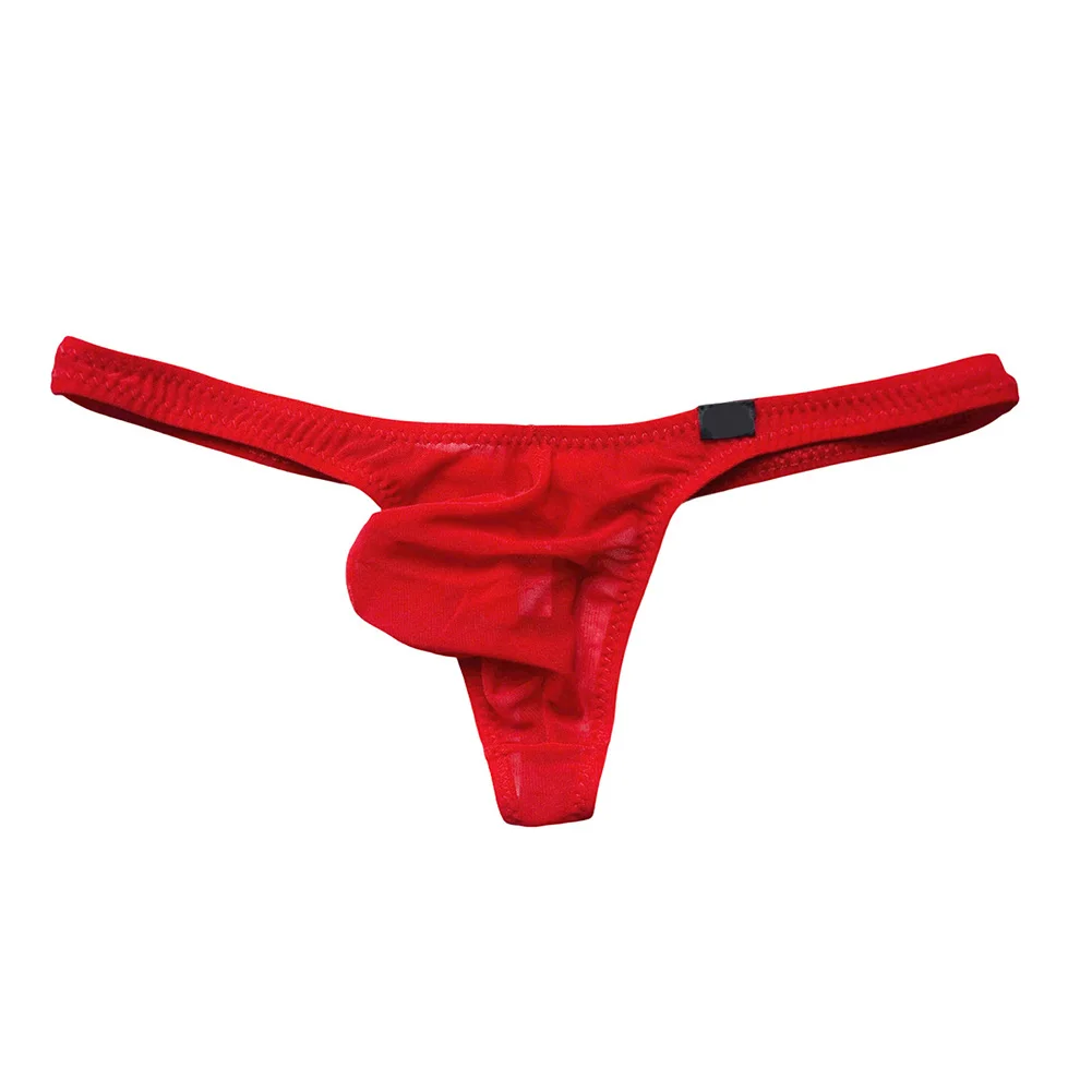 Men's Thin Ice Silk Mesh Sheer Extreme Night Underwear Bulge Pouch G-String Low Waist Thongs Lingerie Ultra Hot Men's Underpants