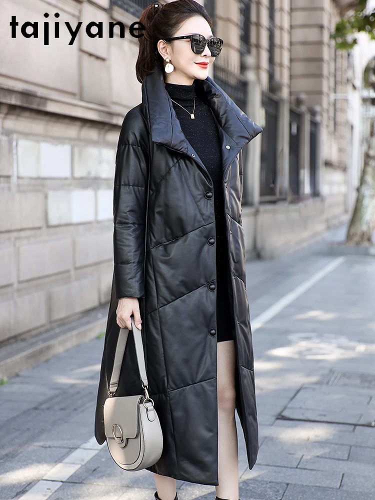 TAJIYANE 100% جلد الغنم الحقيقي بطة أسفل معطف المرأة طويلة سميكة سترة منفوخة حقيقية سترات من الجلد ملابس الشتاء 2025 신상АКю터 #4