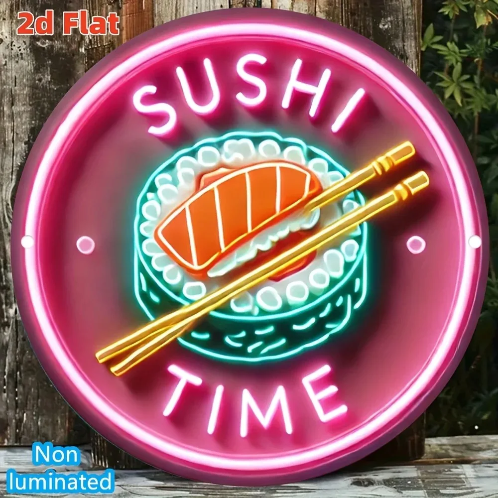 Letrero Metálico Vintage de Sushi, Placa de Hierro 2D, Arte de Pared para Hogar, Cafetería, Bar