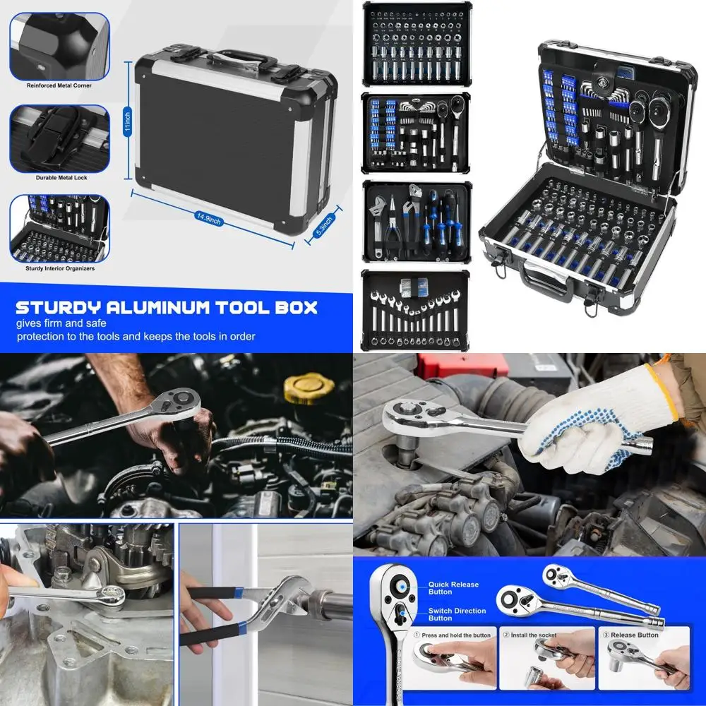 

Complete 240-Piece Auto & Home Repair Tool Set with Durable Aluminum Toolbox