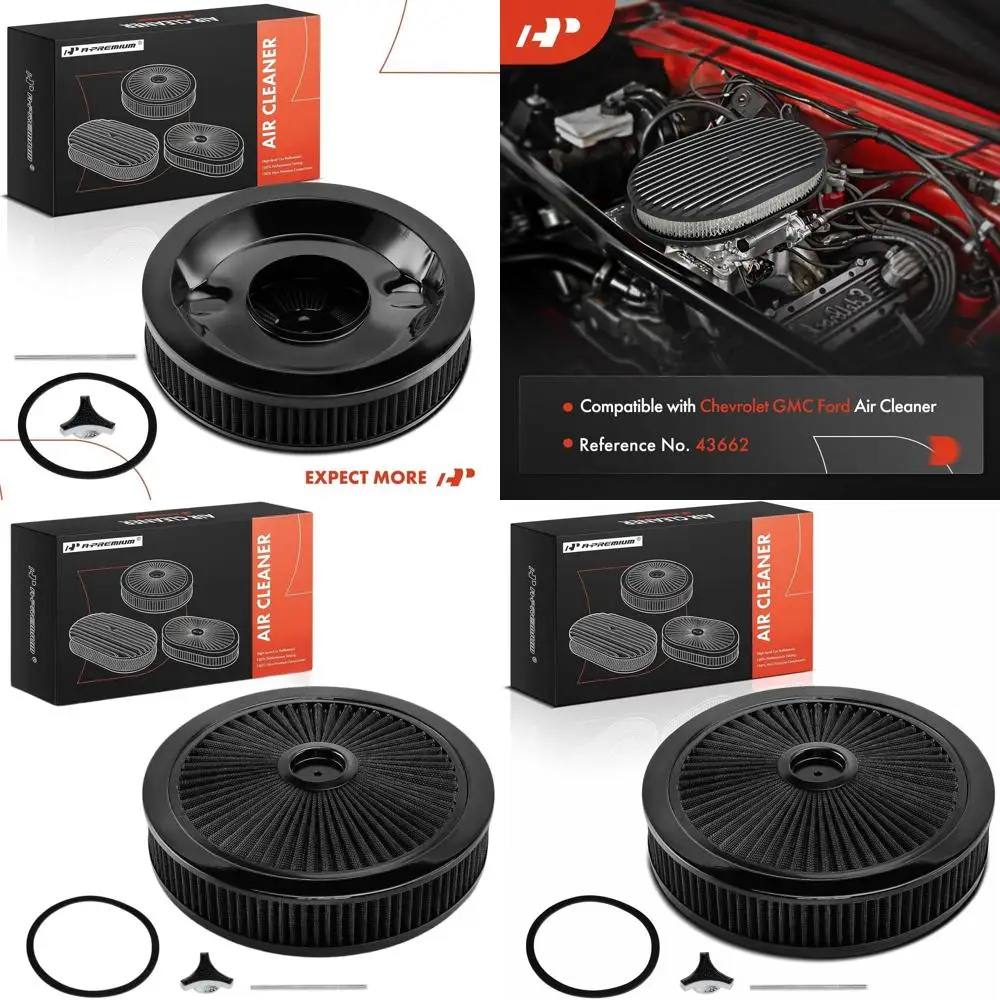 

14 x 3, круглый универсальный воздушный фильтр в сборе — подходит для гайки карбюратора 5-1/8, черный