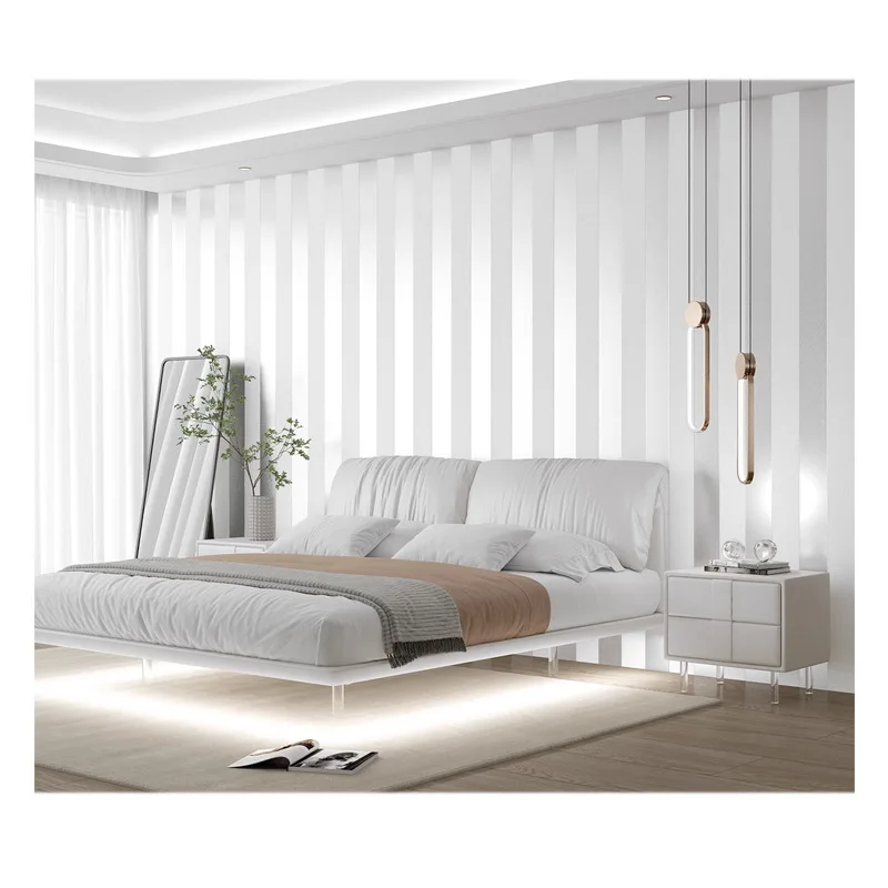 ثلاثية الأبعاد سميكة غير المنسوجة النسيج توافدوا خلفية البيج كريم أبيض نقي لغرفة النوم غرفة المعيشة لصق الجدار غير لاصق Wallp