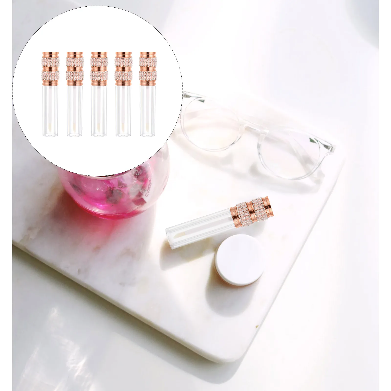 5 stks Glans Buis Hervulbare Lege Glans Containers Draagbare Lippenbalsem Flessen Voor Vrouwen Meisjes Diy Lip Kleur Monster opslag