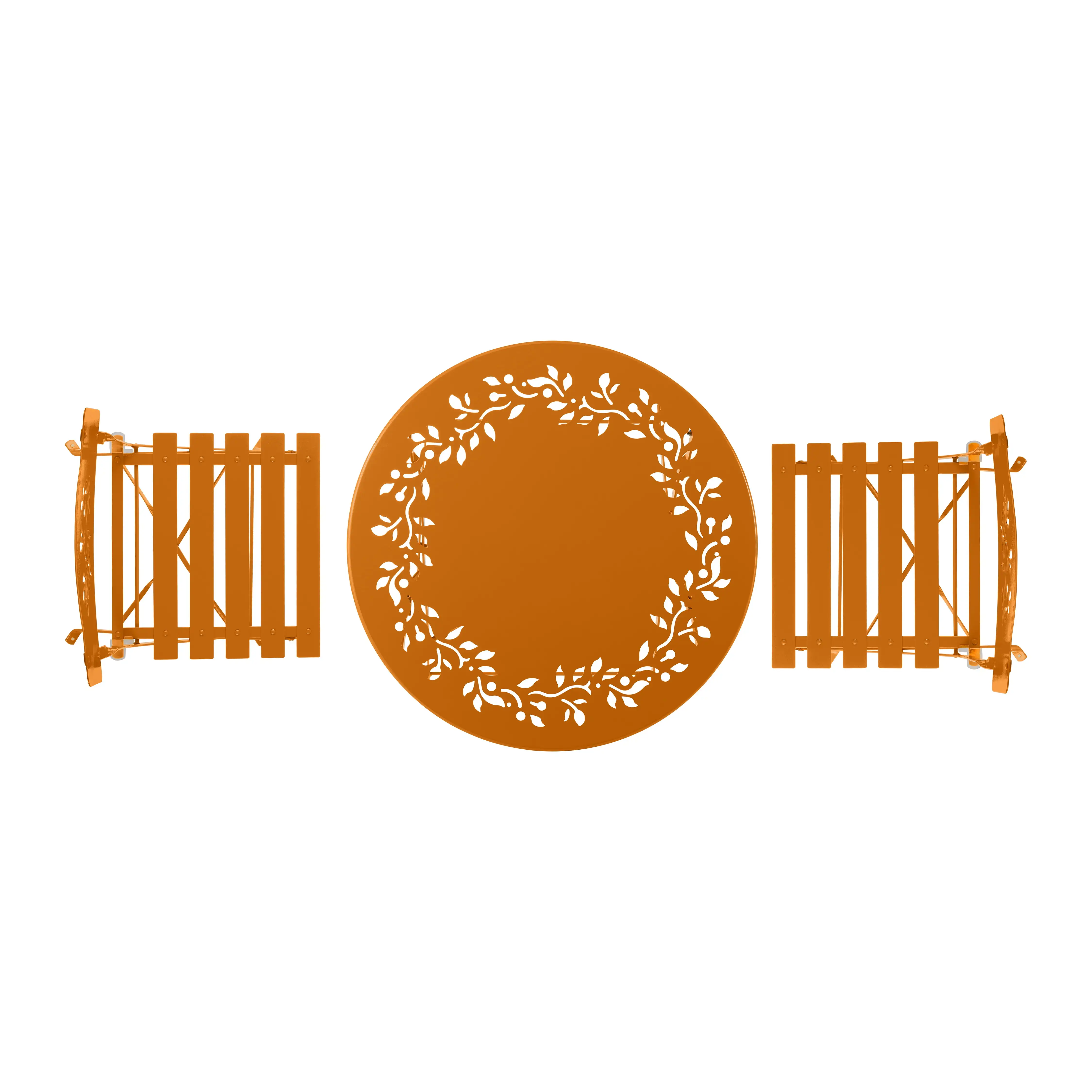 Set teras bunga Bistro, Set 3 potong logam, oranye