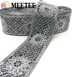 Nastro etnico in filo d'argento con paillettes, decorazioni per scarpe, decorazioni in pizzo ricamato, accessori per cucire fai da te, 78 mm, 3 M, 5