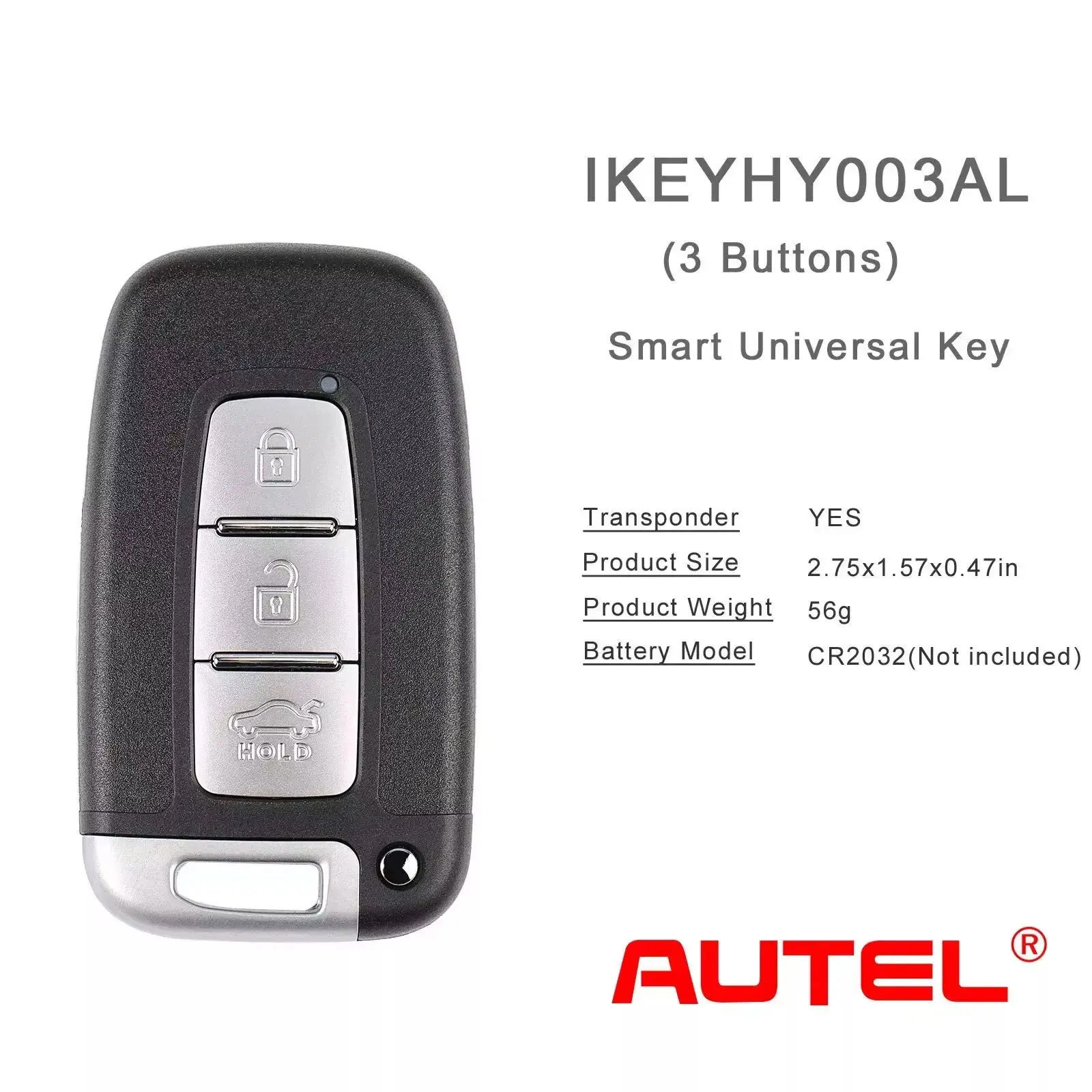 Autel IKEYHY003ALUniversal Smart Key 3 Buttons for Hyundai Style 315-433Mhz for Autel Smart Key for KM100 IM508 IM608 KM100E