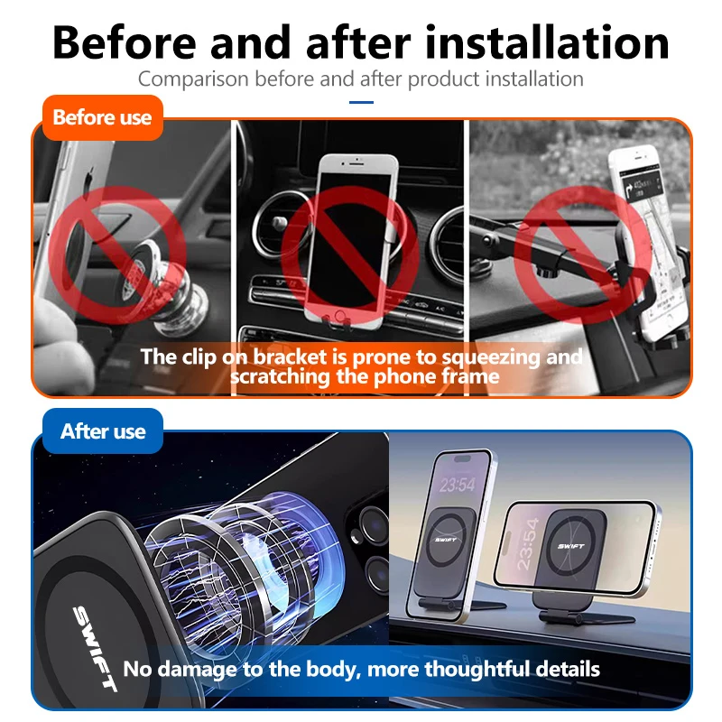 For Suzuki Car Adjustable Cell Phone Holder Dual Side Magnets Ultrathin Accessories Ciaz SX4 Ignis Vitara Samurai Kaiser Alto view 2