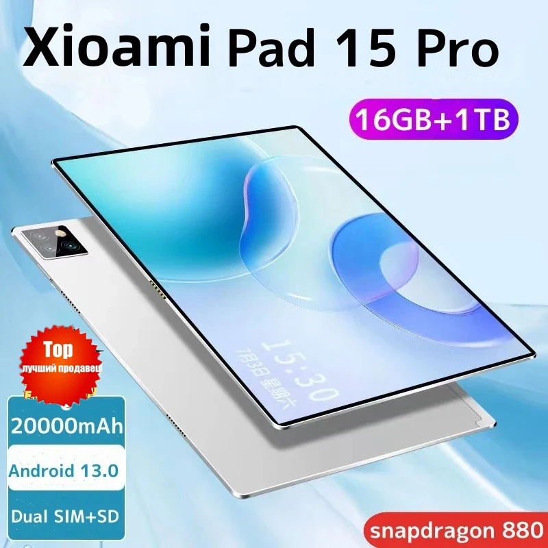 

Original Global Version HD 4K Pad 15 Pro Tablet Android13 Snapdragon 888 10.1inch 16GB+1TB 20000mAh Tablet PC 5G WIFI Mi Tab