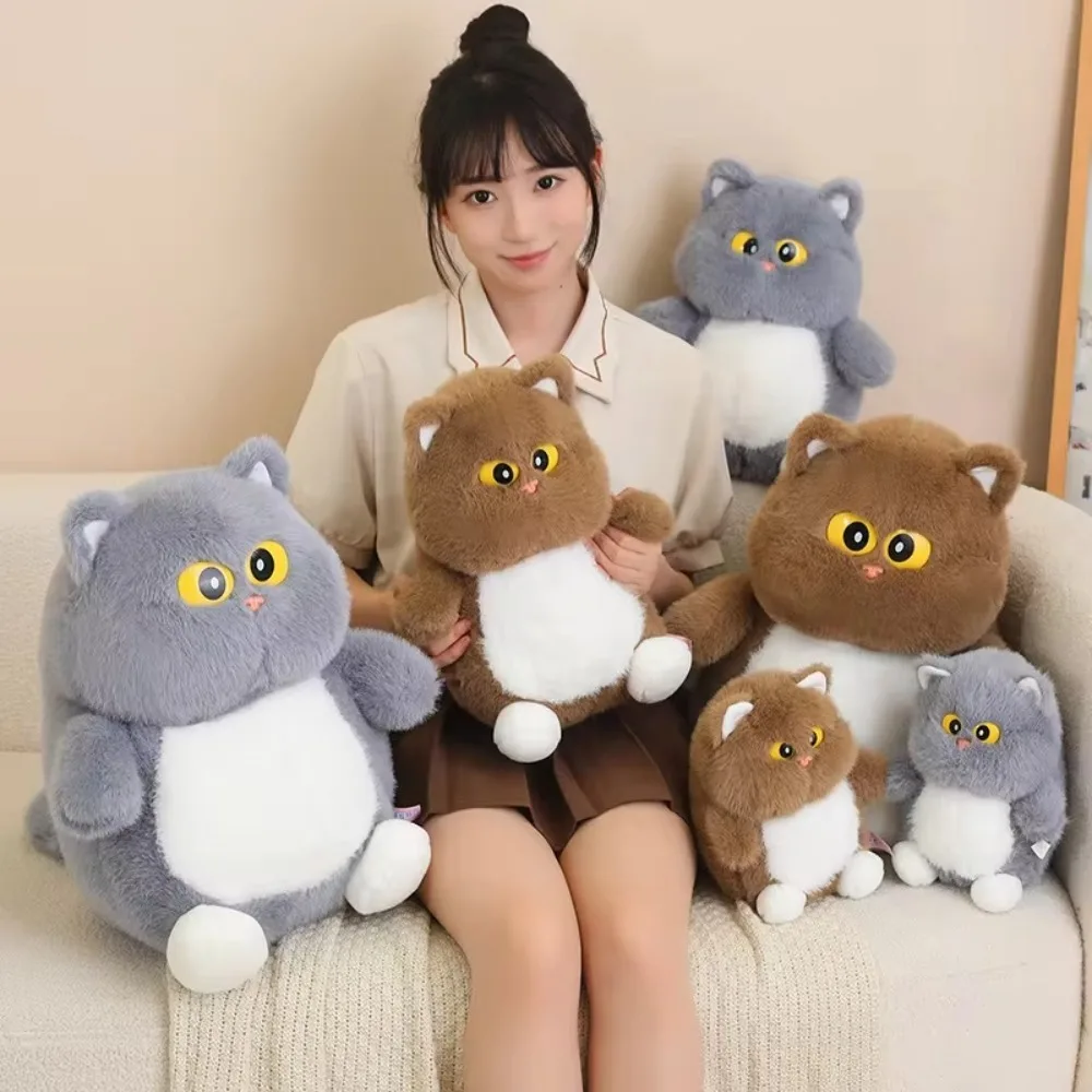 

High Quality 23/35cm Cartoon Big Eyes Cat Plush Toys Soft Gray/Brown Stuffed Animals Dolls Durable Pillow Birthday Gift